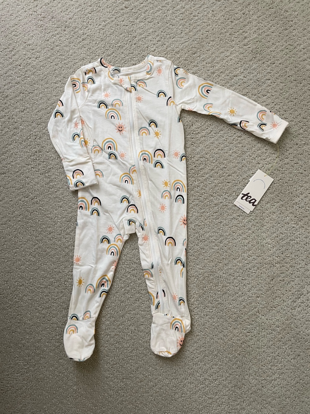 Tea Collection Zip Footie - Rainbow & Sunshine (3-6mo)